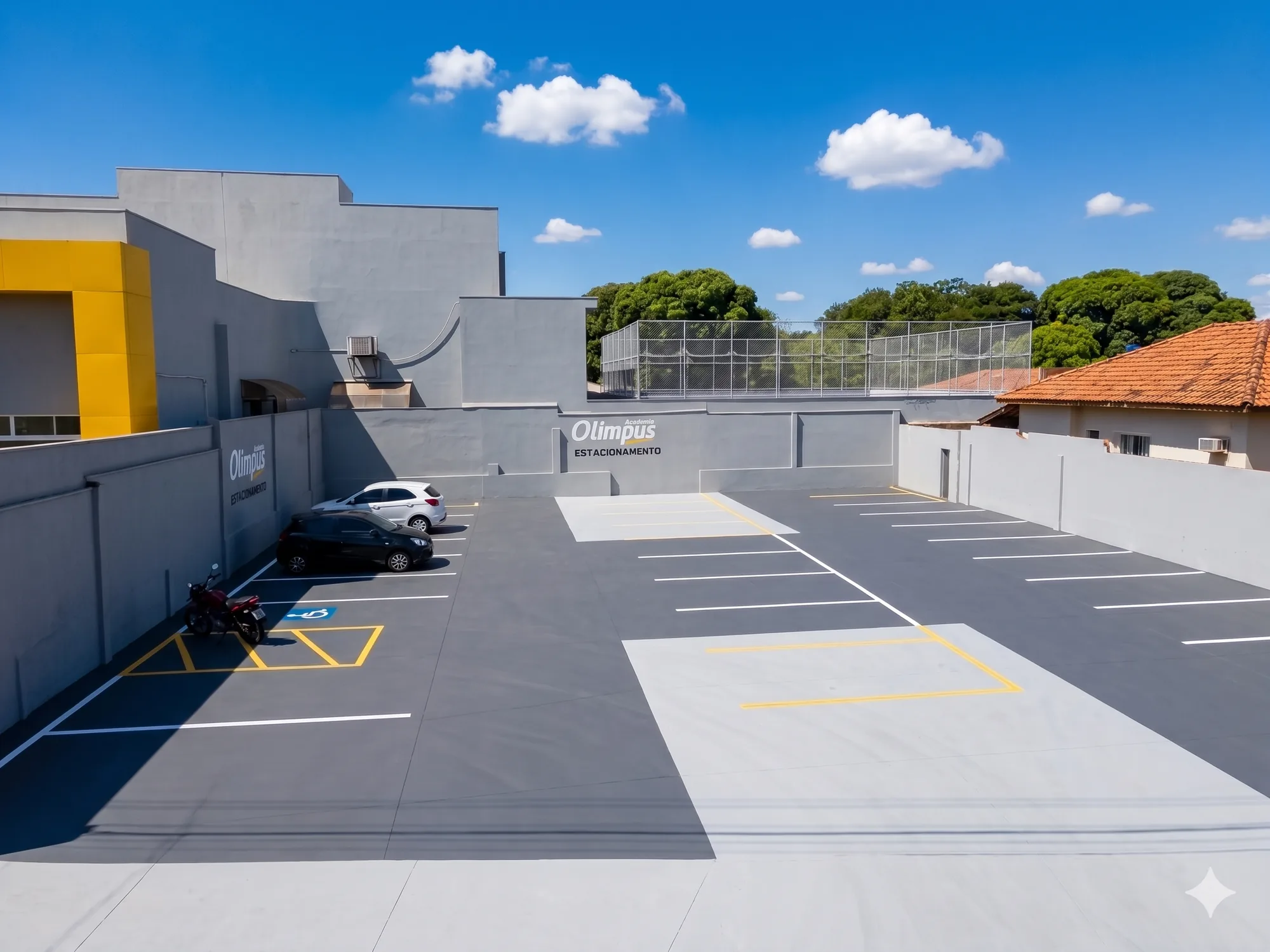 Estacionamento próprio amplo para alunos da Academia Olimpus